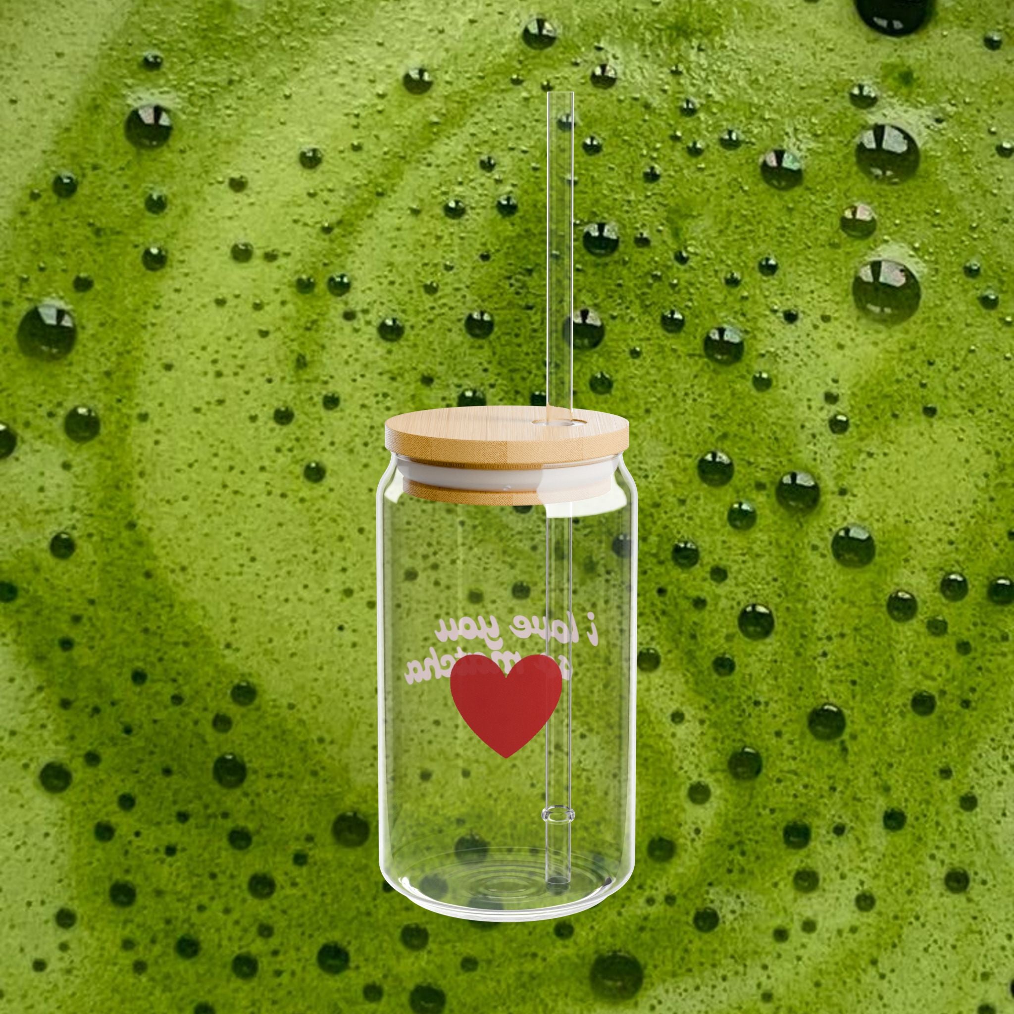 'i love you so matcha' glass tumbler