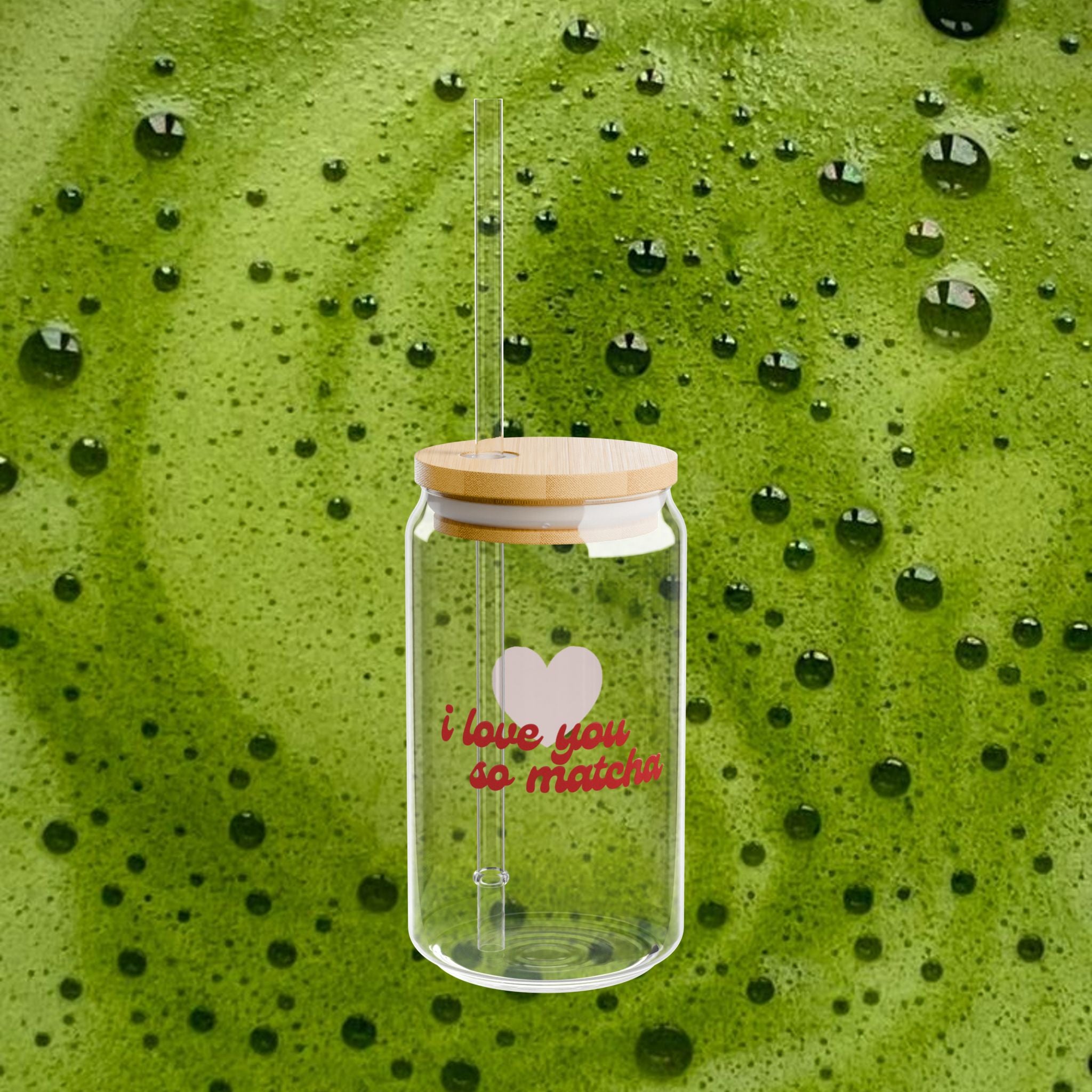 'i love you so matcha' glass tumbler