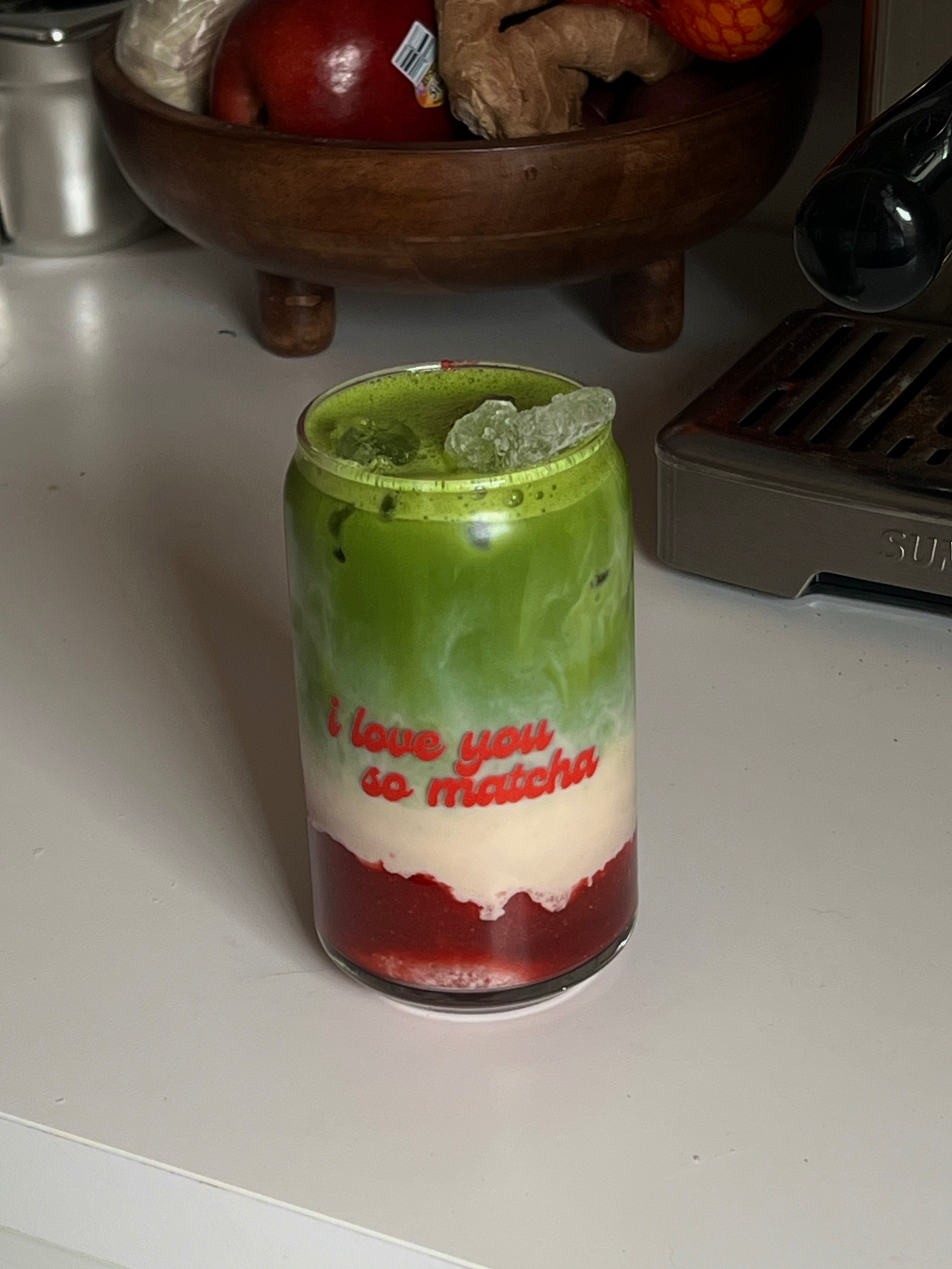 'i love you so matcha' glass tumbler